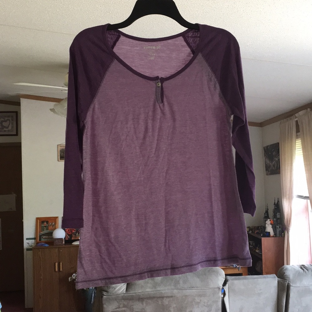 Purple 3/4 sleeve baseball tee